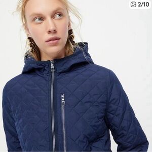 J. Crew Women's Quilted Puffer Jacket - Deep Blue XXL